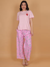 Women's Pink Printed Cotton Palazzo Pants with Pockets – Fits Size L(S to L) and Fits Size XXL (XL to 3XL)