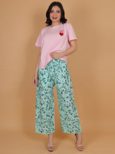 Women's Pista Green Printed Cotton Palazzo Pants with Pockets – Fits Size L(S to L) and Fits Size XXL (XL to 3XL)