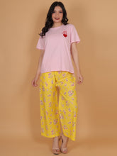 Women's Yellow Printed Cotton Palazzo Pants with Pockets – Fits Size L(S to L) and Fits Size XXL (XL to 3XL)