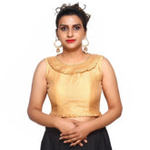 Boat Neck Beige Solid Women Blouse Beige