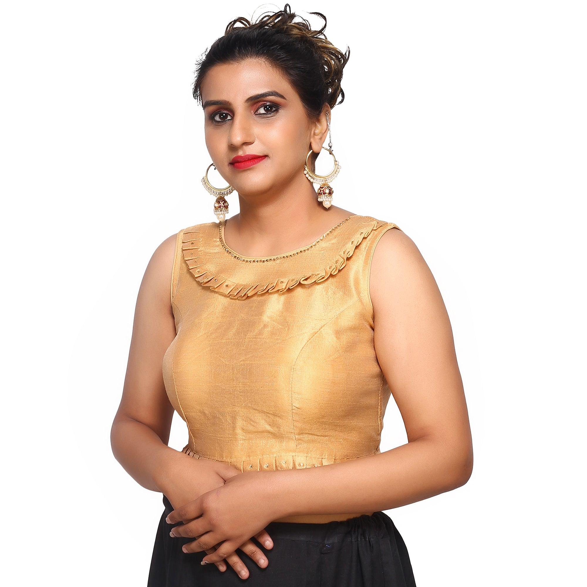 Boat Neck Beige Solid Women Blouse