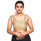 V Neck Golden Pipe Embroidery Women Blouse Default Title