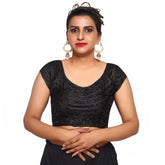 V Neck Black Pipe Embroidery Women Blouse Default Title