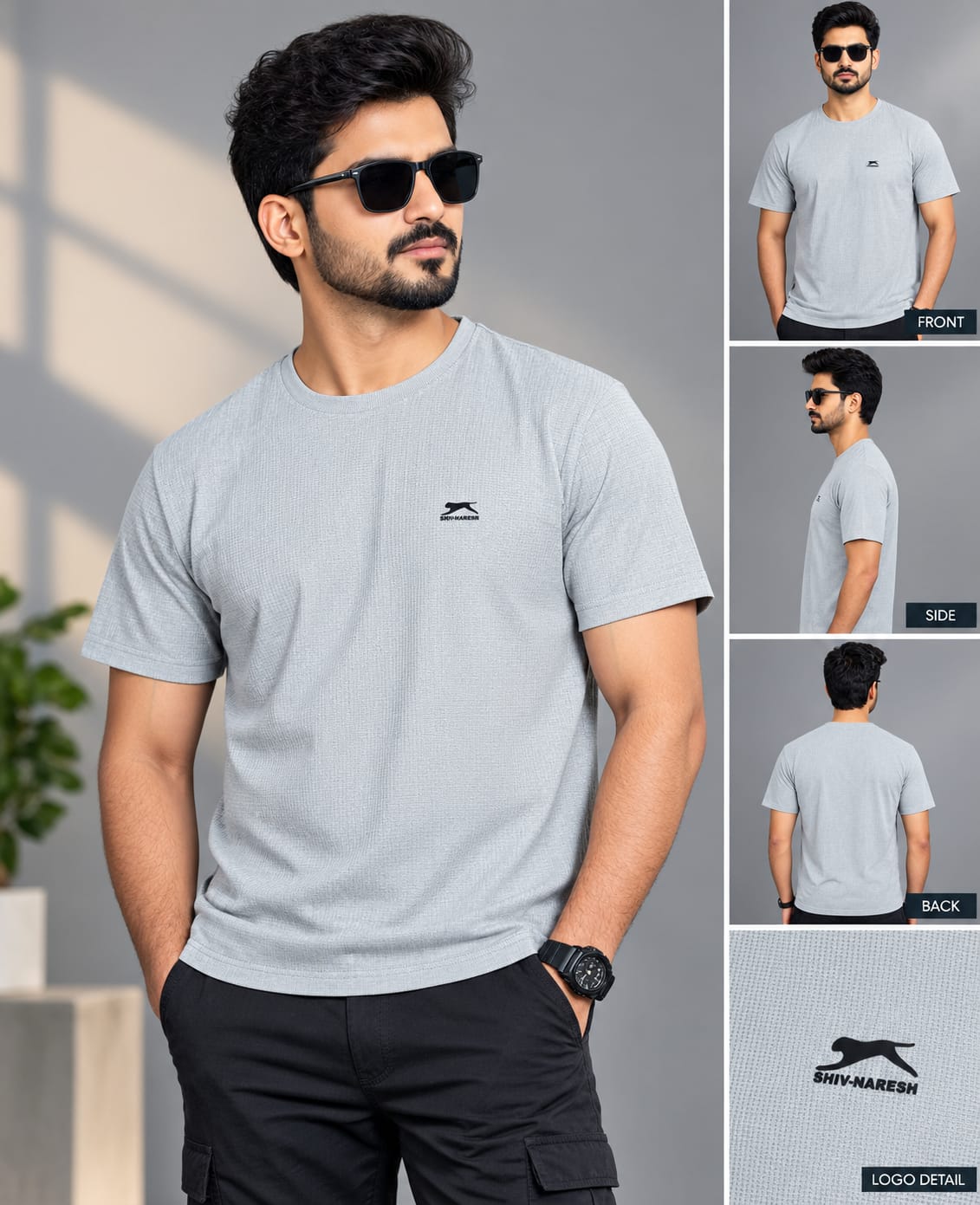 SHIV-NARESH Men’s Lightweight Performance T-Shirt – Heather Grey