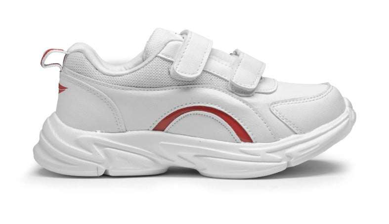 ASIAN Unisex White & Red Elegant-22 School Shoes with Dual Velcro Straps | Lightweight Comfortable Kids Sports School Shoes.. GD Goenka White