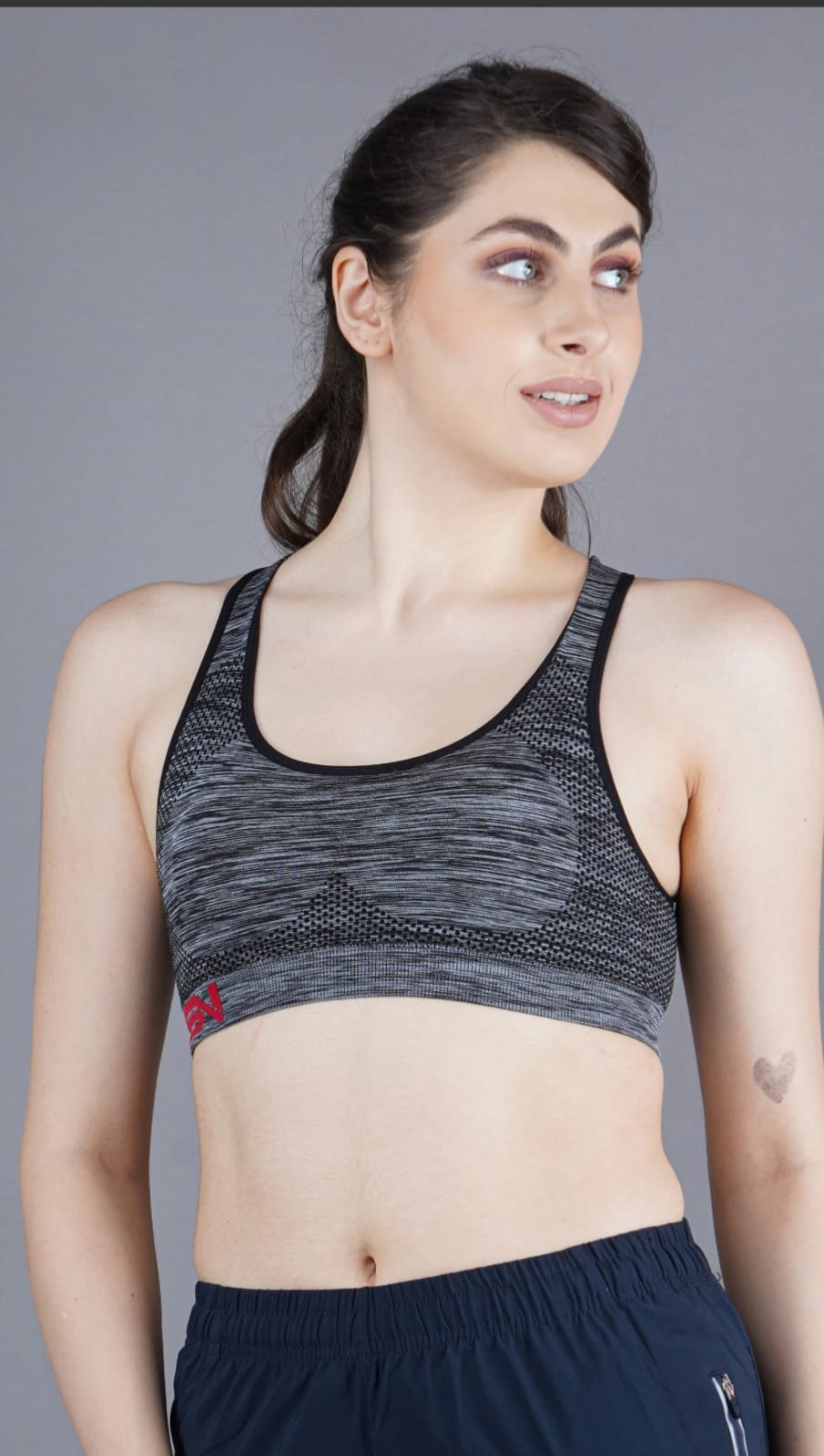SHIV-NARESH Women Sports Bra Grey M