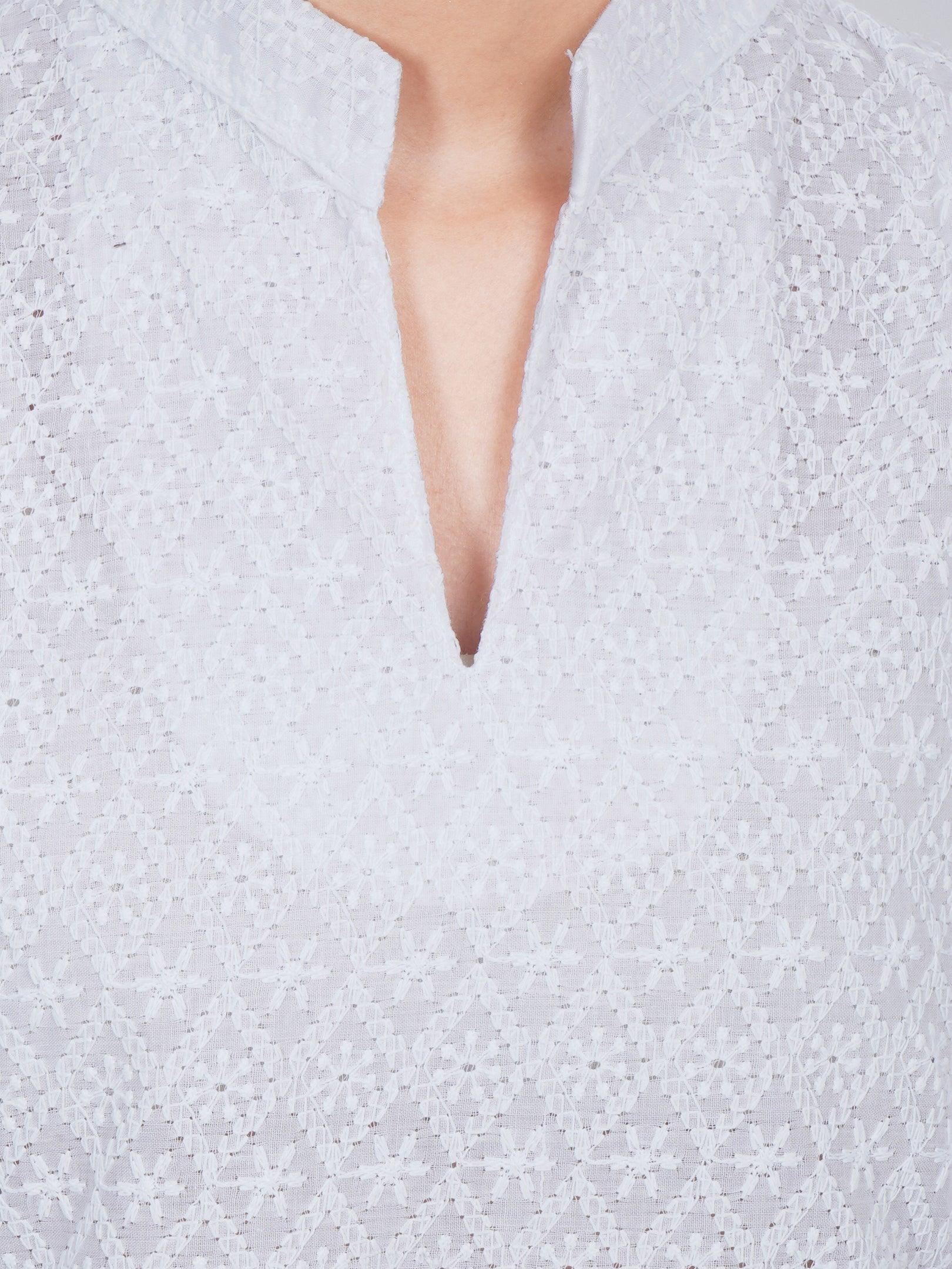 Women White Kurta and Palazzo Set Pure Cotton