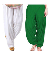Pure Cotton Solid Women White Green Salwar Pack of 2 Default Title
