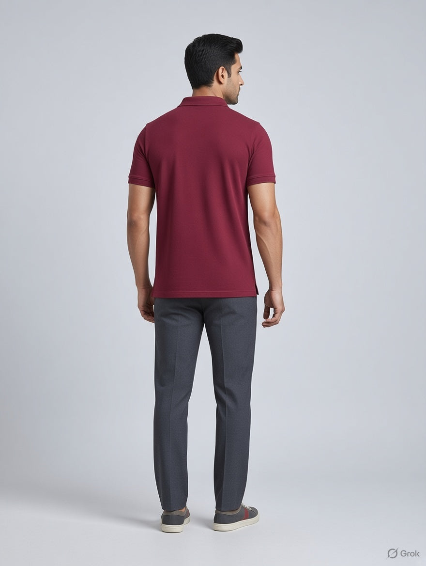 SHIV-NARESH Men’s Color Block Polo T-Shirt – Maroon