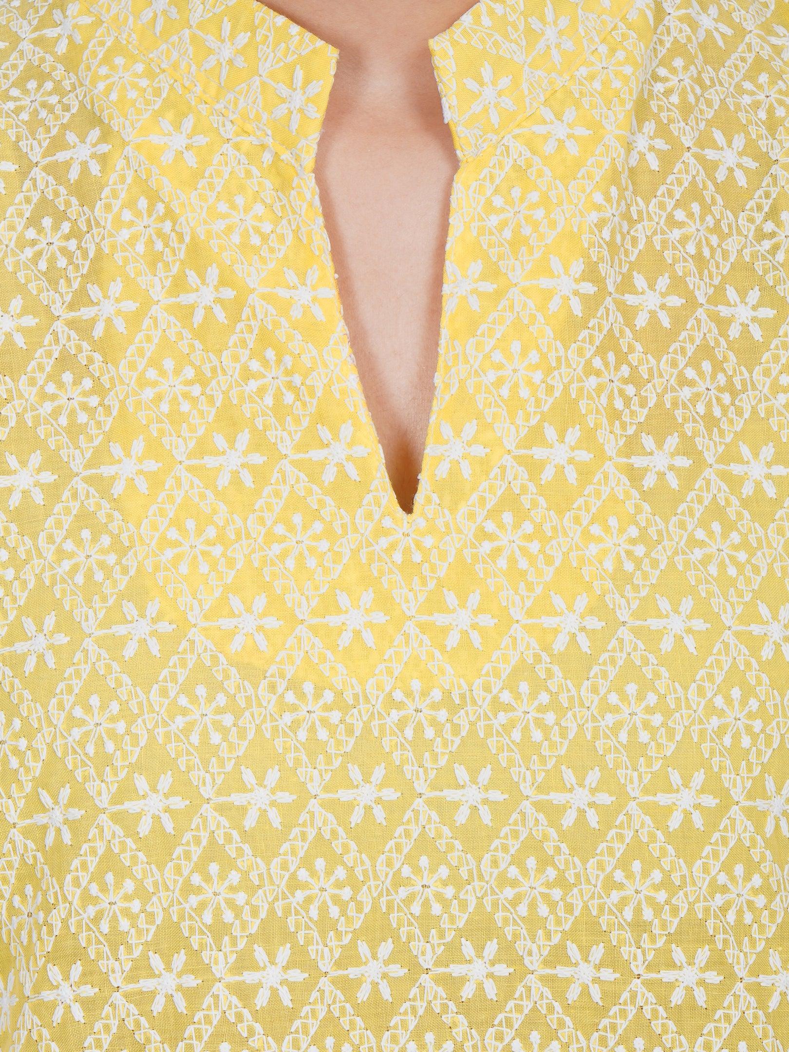 Women Yellow Kurta and Palazzo Set Pure Cotton