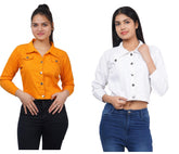 Full Sleeve Yellow And White Solid Women Jacket XXXL