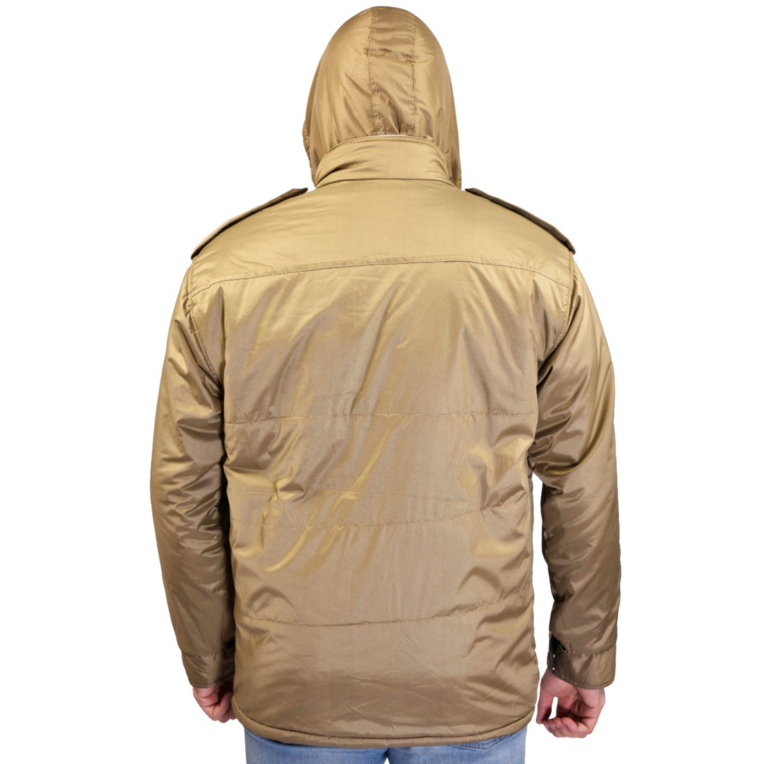 Trendzmy Camouflage Khaki Both Side Quilted Full Sleeves Hooded Neck Army Military Defence