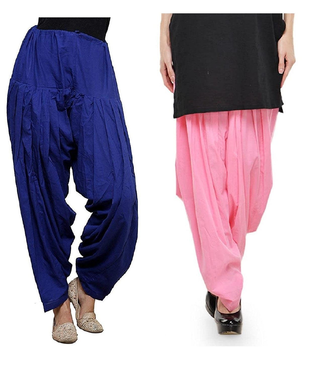 Pure Cotton Solid Women Ink Blue Baby Pink Salwar Pack of 2 Default Title