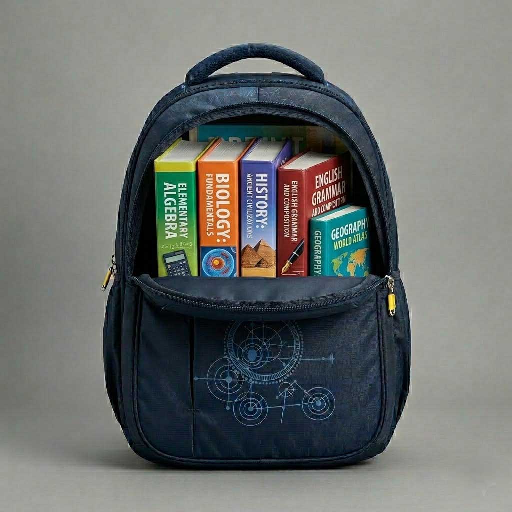 Trendy Navy Blue School & College Backpack | Large Capacity Geometric Print Laptop Bag for Boys & Girls-29 L
