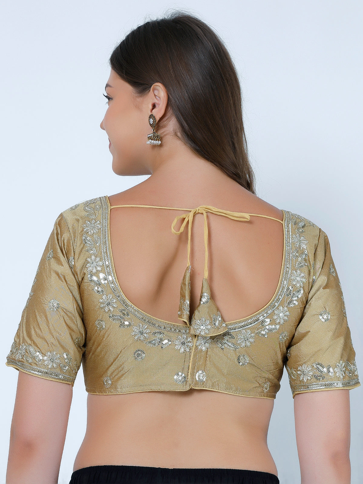 Choli Cut Gold Cotton Silk Blouse
