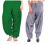 Pure Cotton Solid Women Green Grey Salwar Pack of 2 Default Title