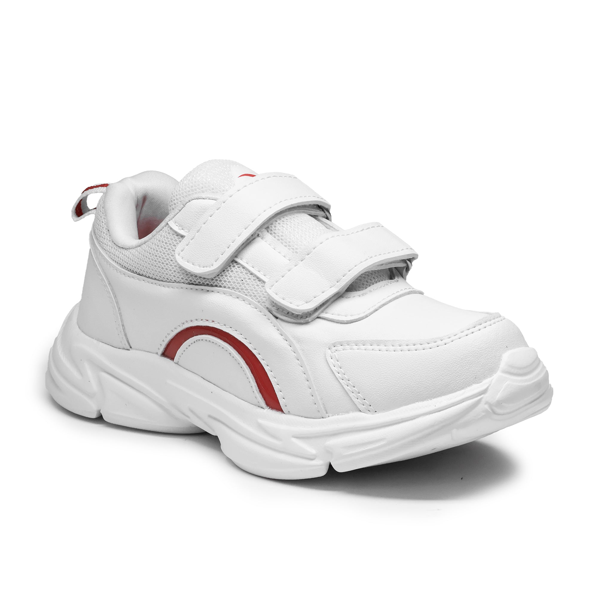 ASIAN Unisex White & Red Elegant-22 School Shoes with Dual Velcro Straps | Lightweight Comfortable Kids Sports School Shoes.. GD Goenka