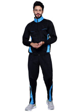 Shiv Naresh Men Color blocked Black and Sky Blue Racer suit Tracksuit XXL