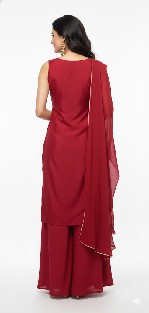 Dazzling Rani Pink Art Silk Kurta Palazzo Set