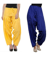 Pure Cotton Solid Women Yellow Blue Salwar Pack of 2 Default Title