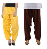 Pure Cotton Solid Women Yellow Coffee Salwar Pack of 2 Default Title
