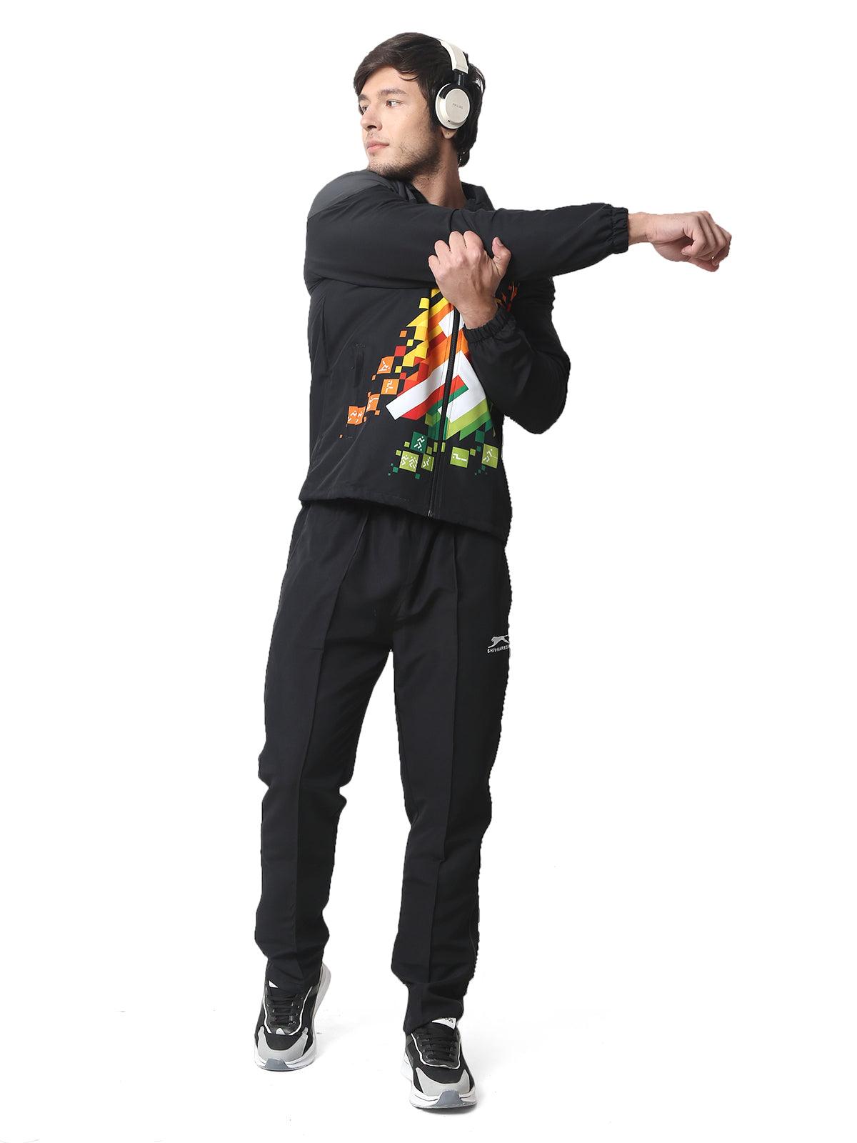 Shiv Naresh KHELO INDIA TRACKSUIT|Sublimated| T.Z WITH INER MESH Black