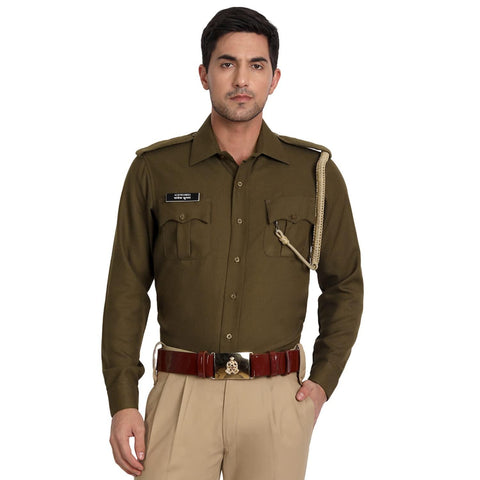Police Winter Warm Angola Shirt - Uniform/Vardi (Olive Green) 5XL