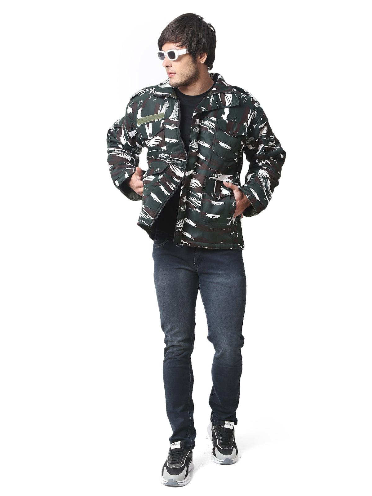 Men Camouflage Quilted Jacket CRPF
