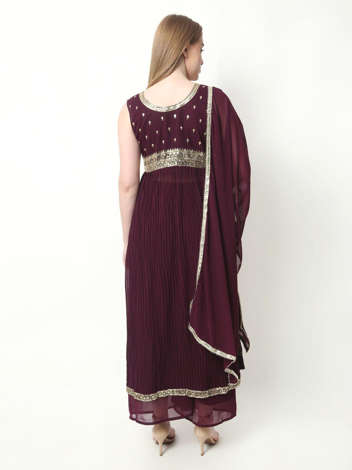 Rayon Embroidery Nyra Cut Kurti With Pants and Dupatta Set For Womens