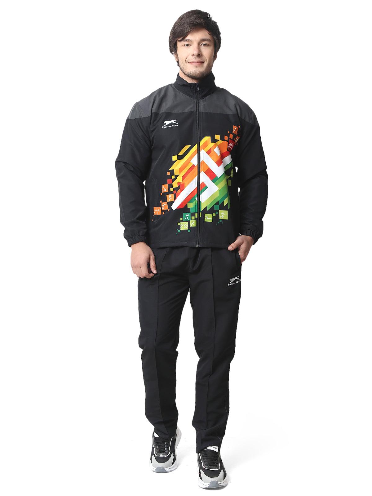 Shiv Naresh KHELO INDIA TRACKSUIT|Sublimated| T.Z WITH INER MESH Black