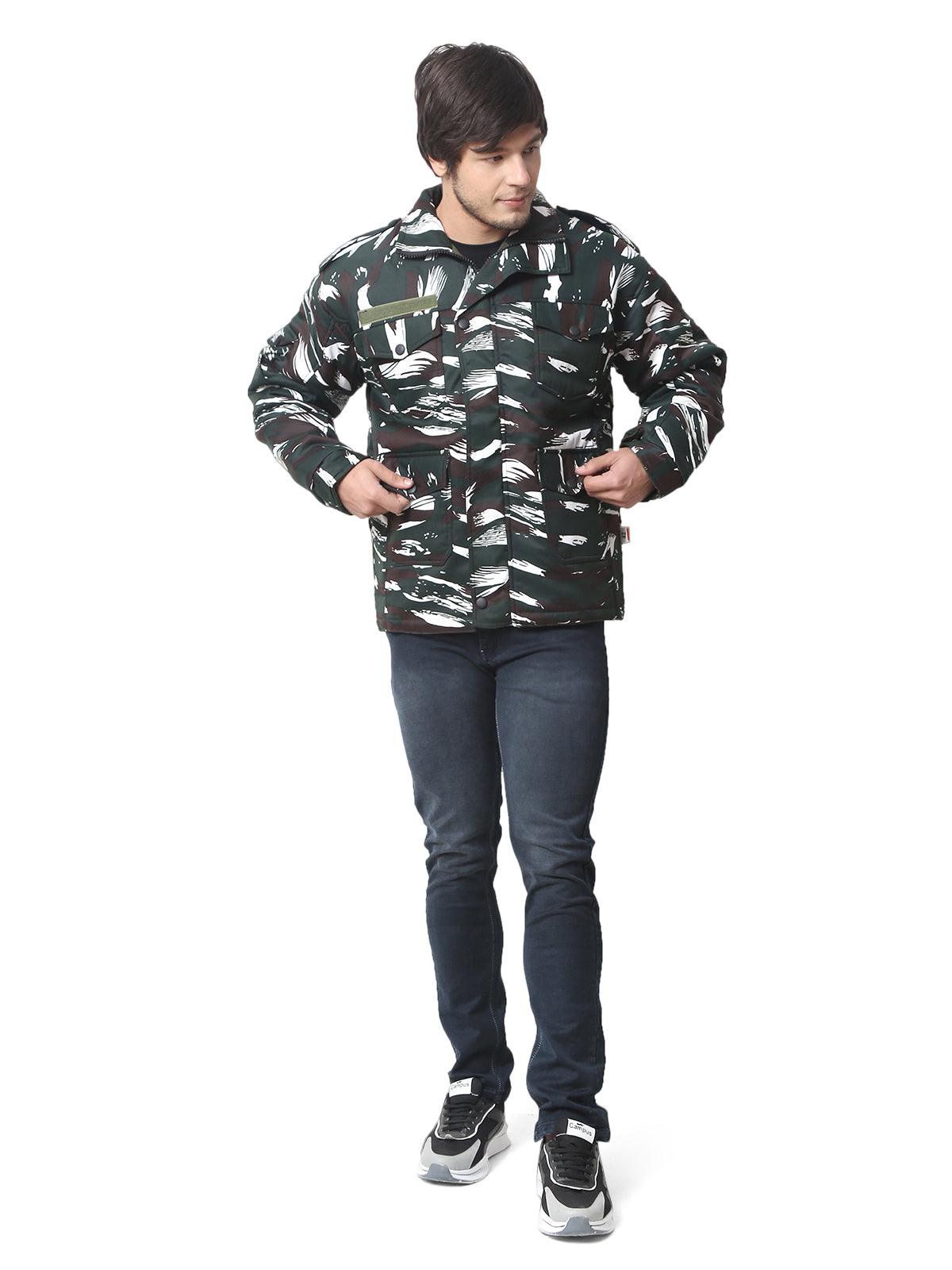 Men Camouflage Quilted Jacket CRPF