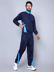 Shiv Naresh Men 422A D.BLUE/CYAN T.P Color blocked Navy Blue and Sky Blue Racer suit Tracksuit