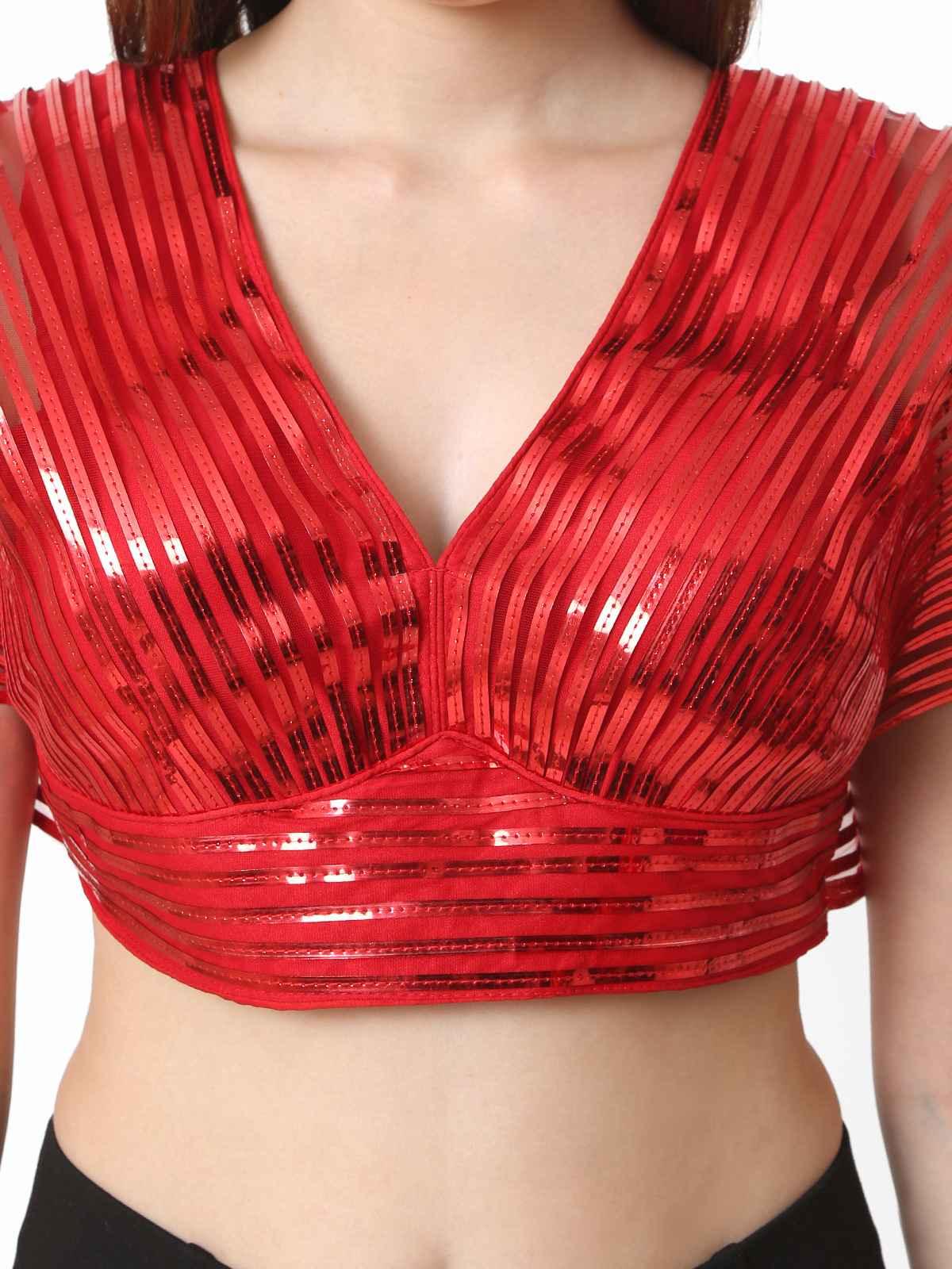 Women Red Self Design Readymade Blouse