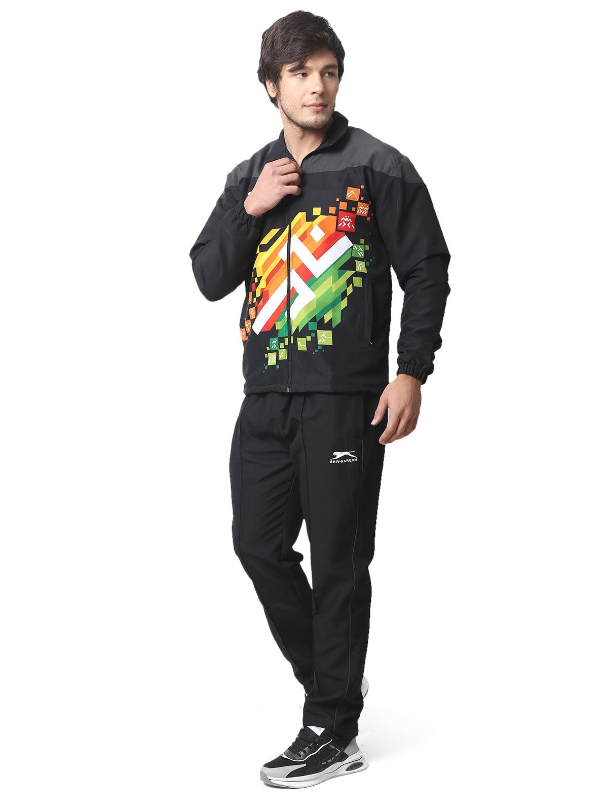 Shiv Naresh KHELO INDIA TRACKSUIT|Sublimated| T.Z WITH INER MESH Black