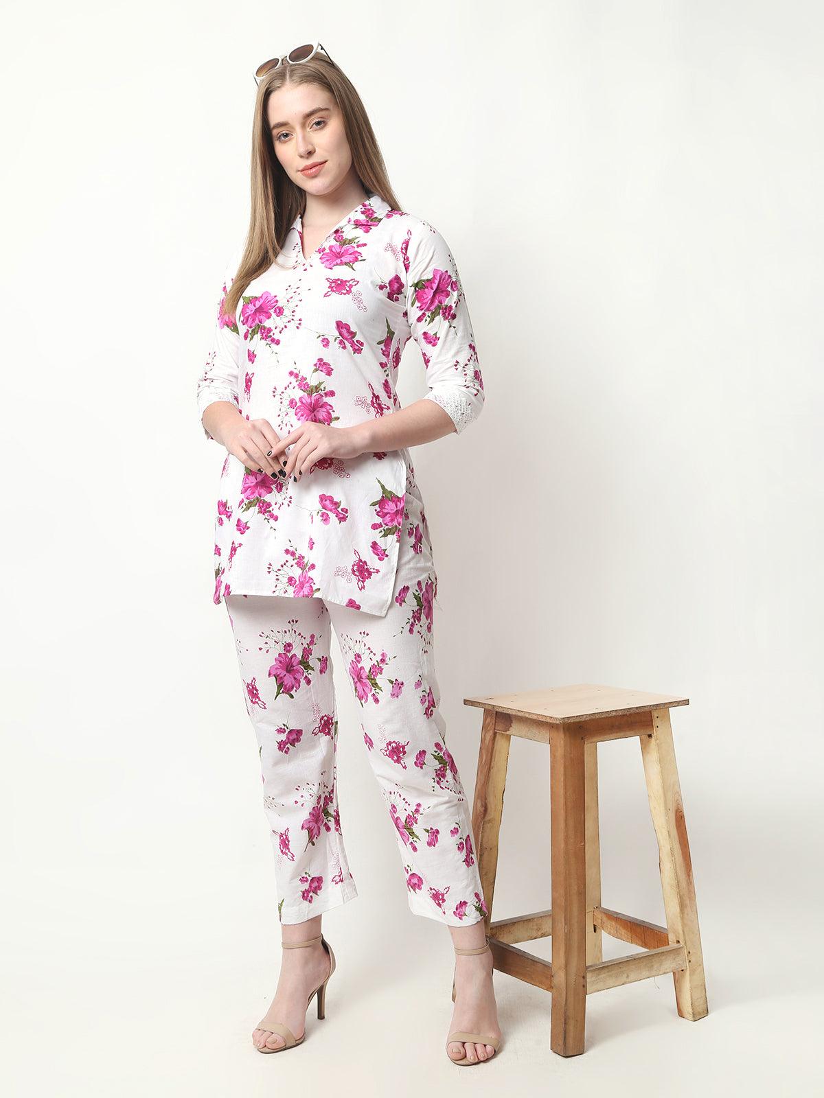 Women Cotton Floral Printed Cord Set XXXL