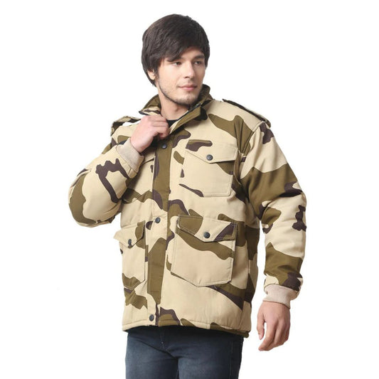 Trendzmy Men Printed Quilted Jacket CISF