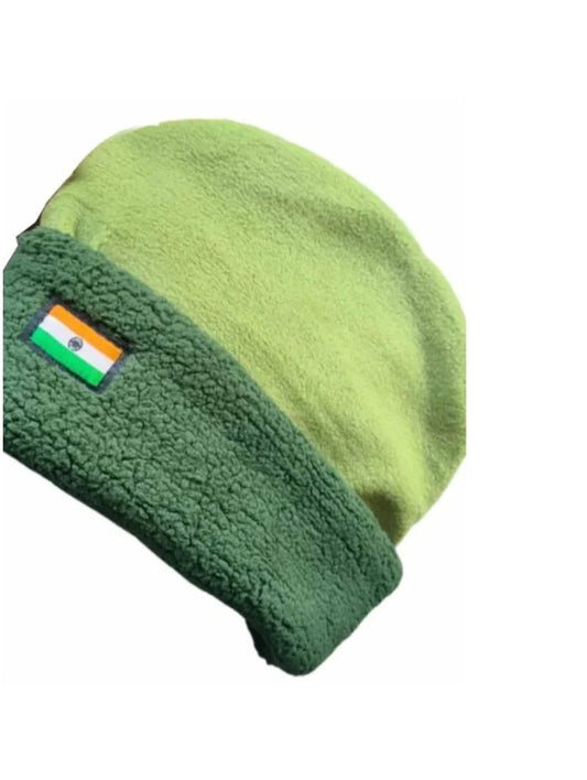 Green Woolen Flag Embroidered Army Cap, Size: Free