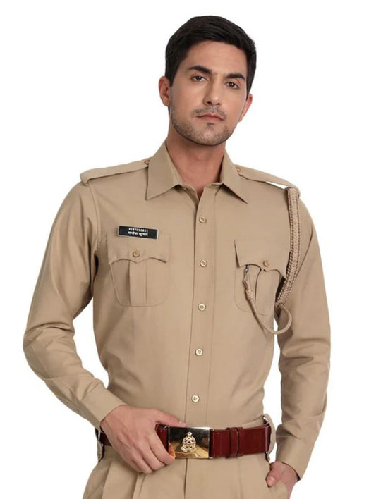 Police Khaki Full Sleeves Shirt - Uniform/Vardi