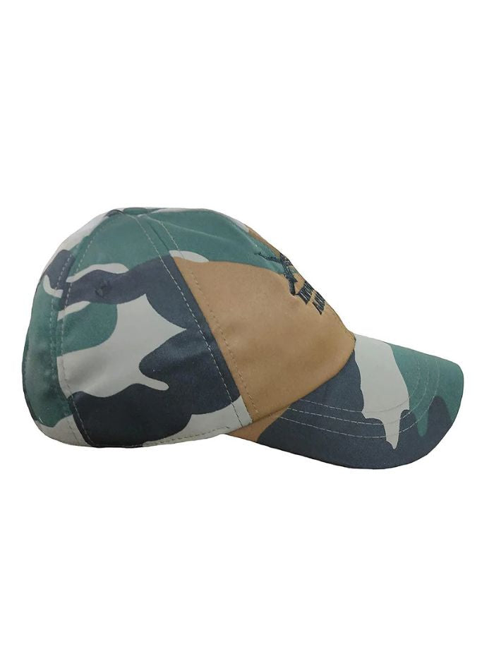 Indian Army Military Cap_Cotton for Men & Women, Commando Soldiers Camouflage Army Symbol Printed Cap with Adjustable Strap -Free Size
