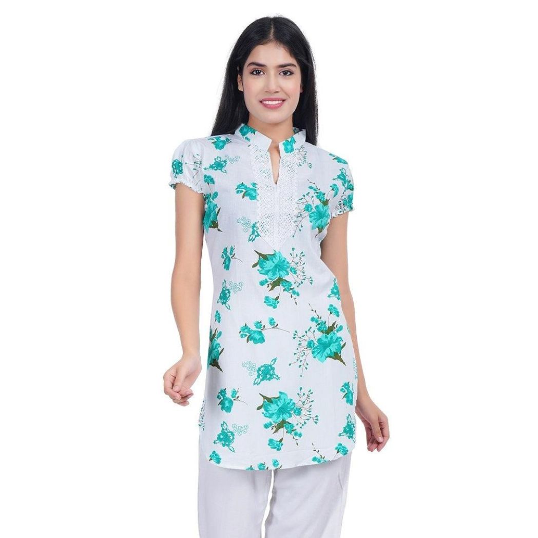 Women Green Printed Straight Kurta
