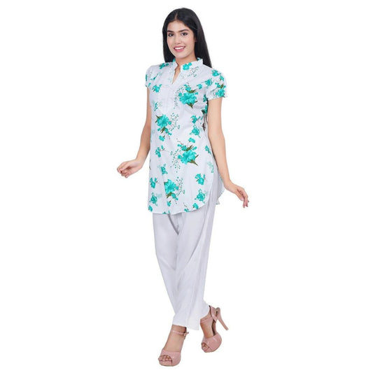 Women Green Printed Straight Kurta