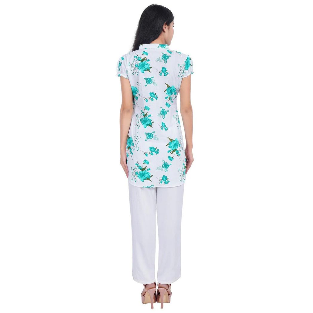 Women Green Printed Straight Kurta