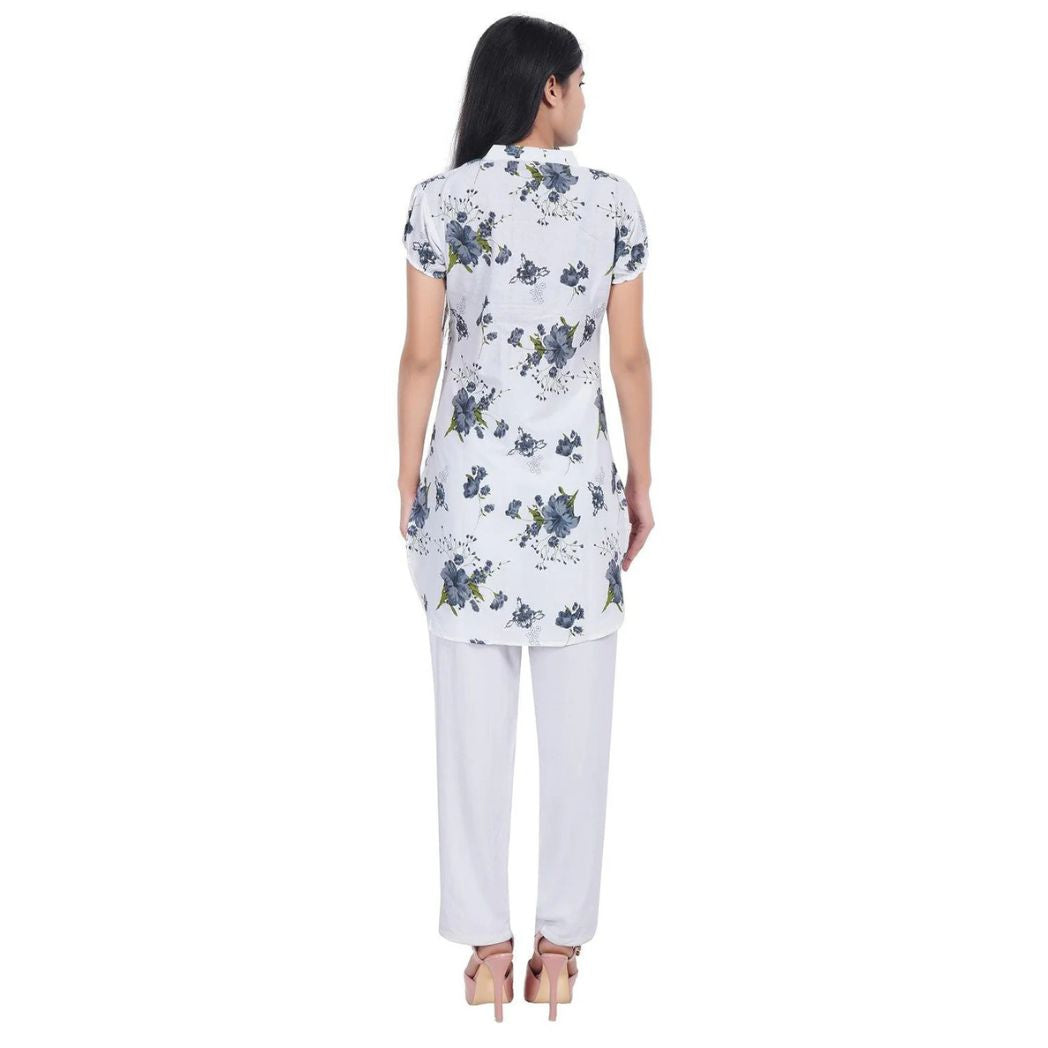 Women Grey Printed Straight Kurta