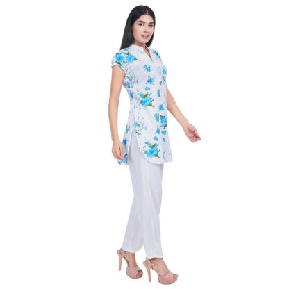 Women Blue Printed Straight Kurta