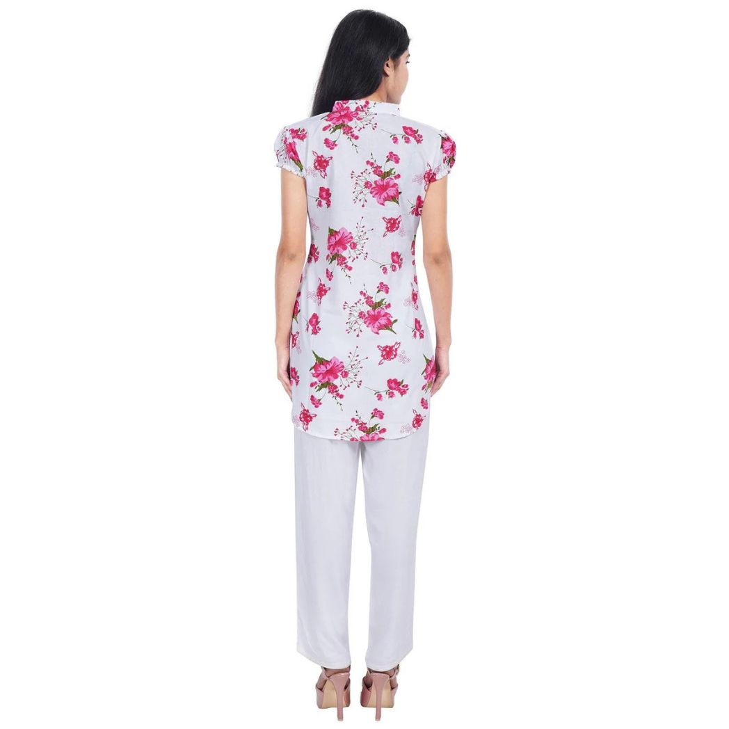 Women Red Printed Straight Kurta