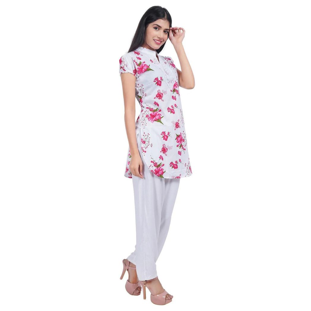 Women Red-Grey Printed Straight Kurta Pack Of 2