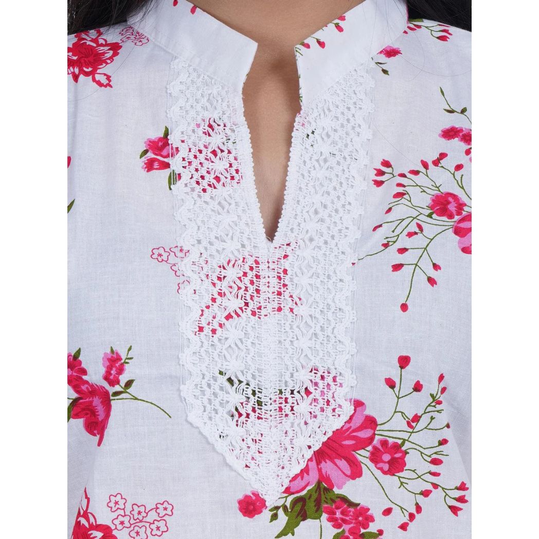 Women Red Printed Straight Kurta