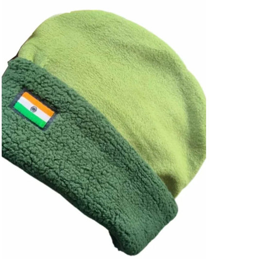 Green Woolen Flag Embroidered Army Cap, Size: Free