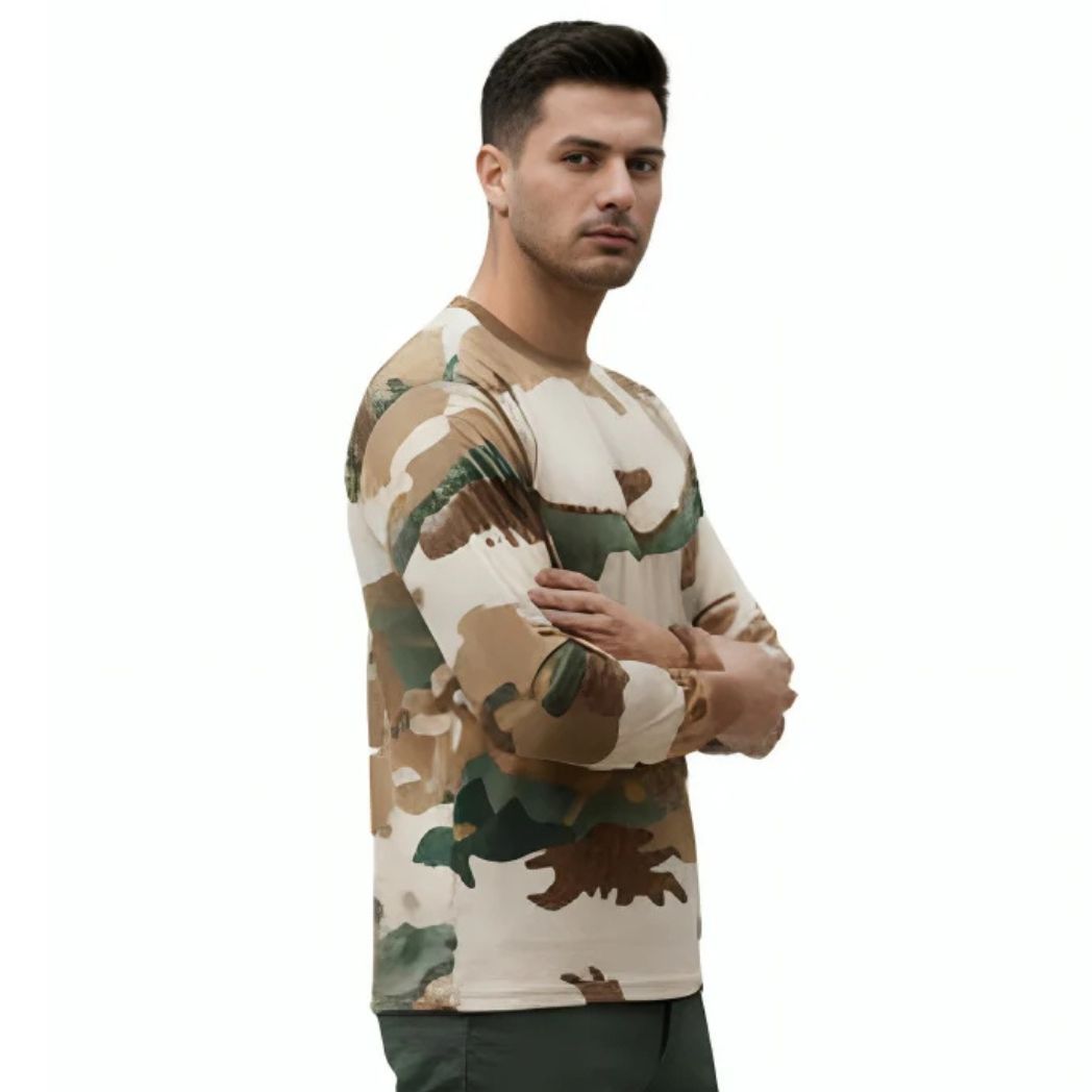 ITBP Original Camouflage Fabric T-Shirt , Durable & Breathable Army Wear Full Sleeves
