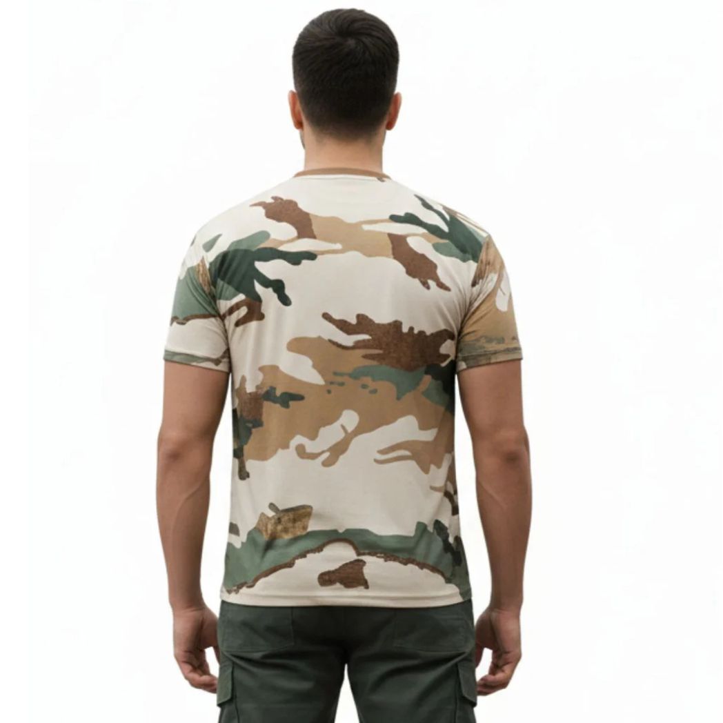 ITBP Original Camouflage Fabric T-Shirt , Durable & Breathable Army Wear Half Sleeves